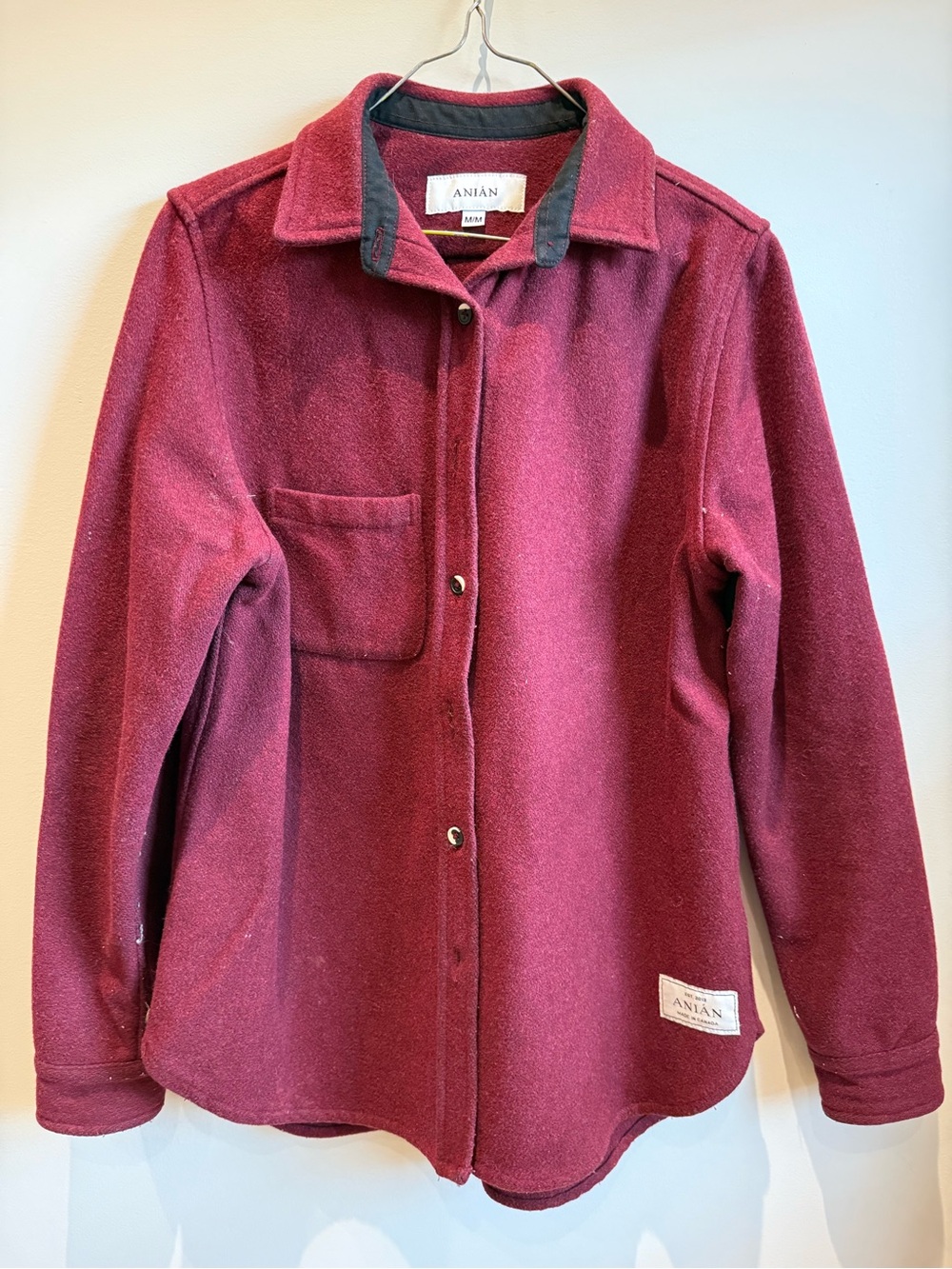 Anian women’s modern melton wool shirt medium